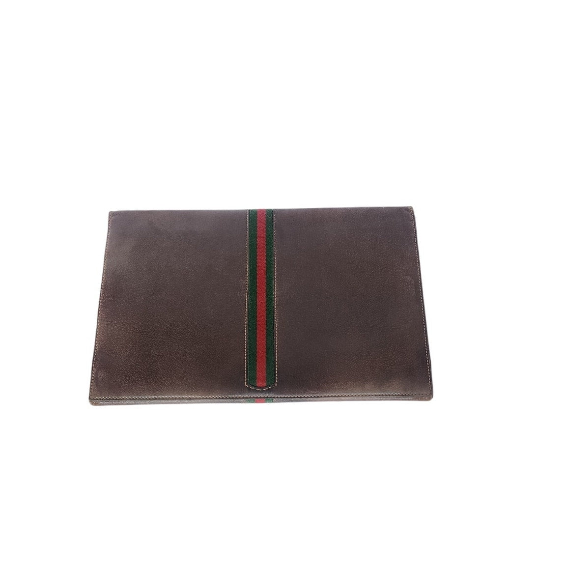Vintage 1970s Gucci Portfolio Bag Envelope Case Clutch Brown Leather