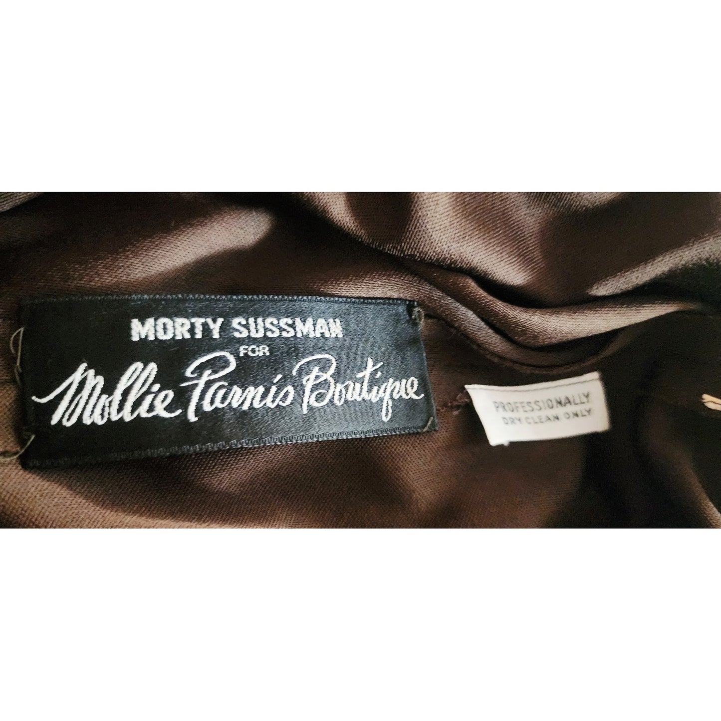 Vintage 1970s Mollie Parnis Dress in Brown Jersey