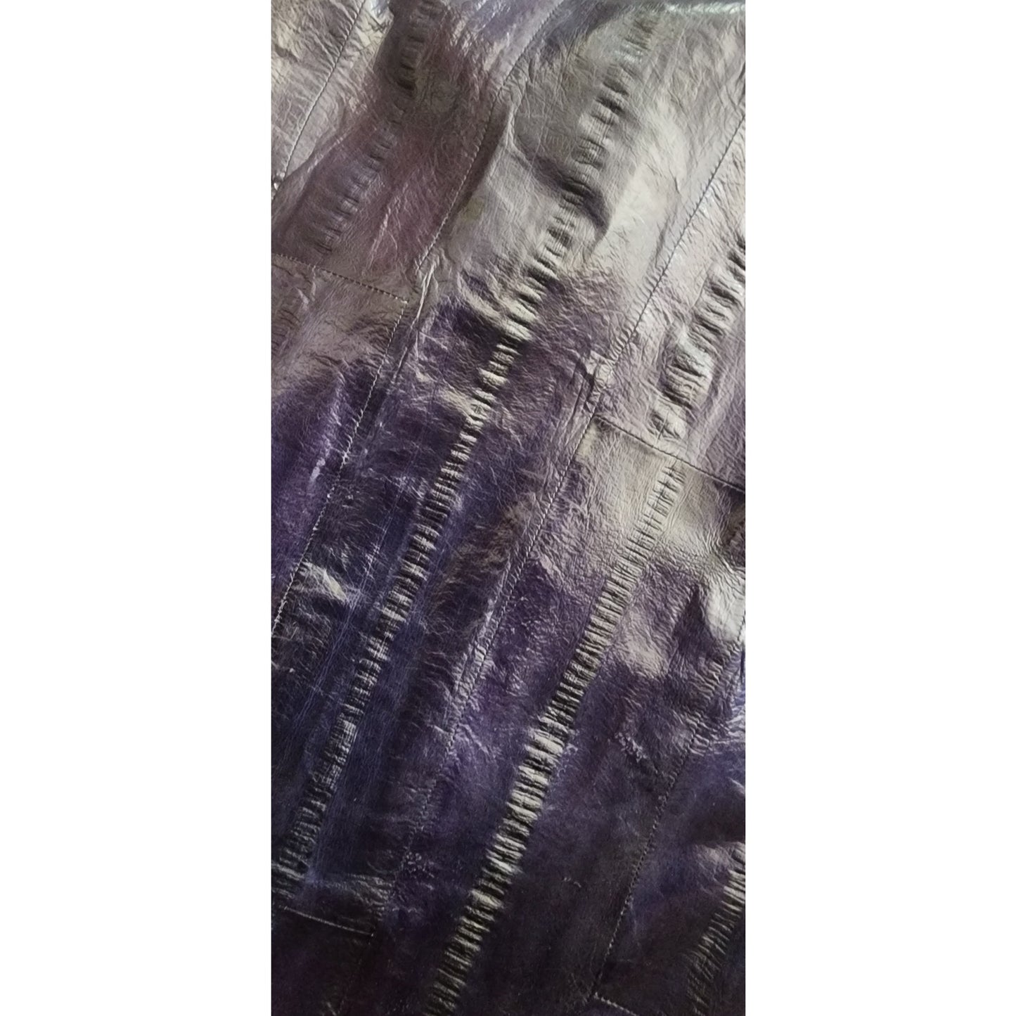 Vintage 1980s Krizia Pencil Skirt Purple Eel Skin Leather Snap Front Midi Small IT 40