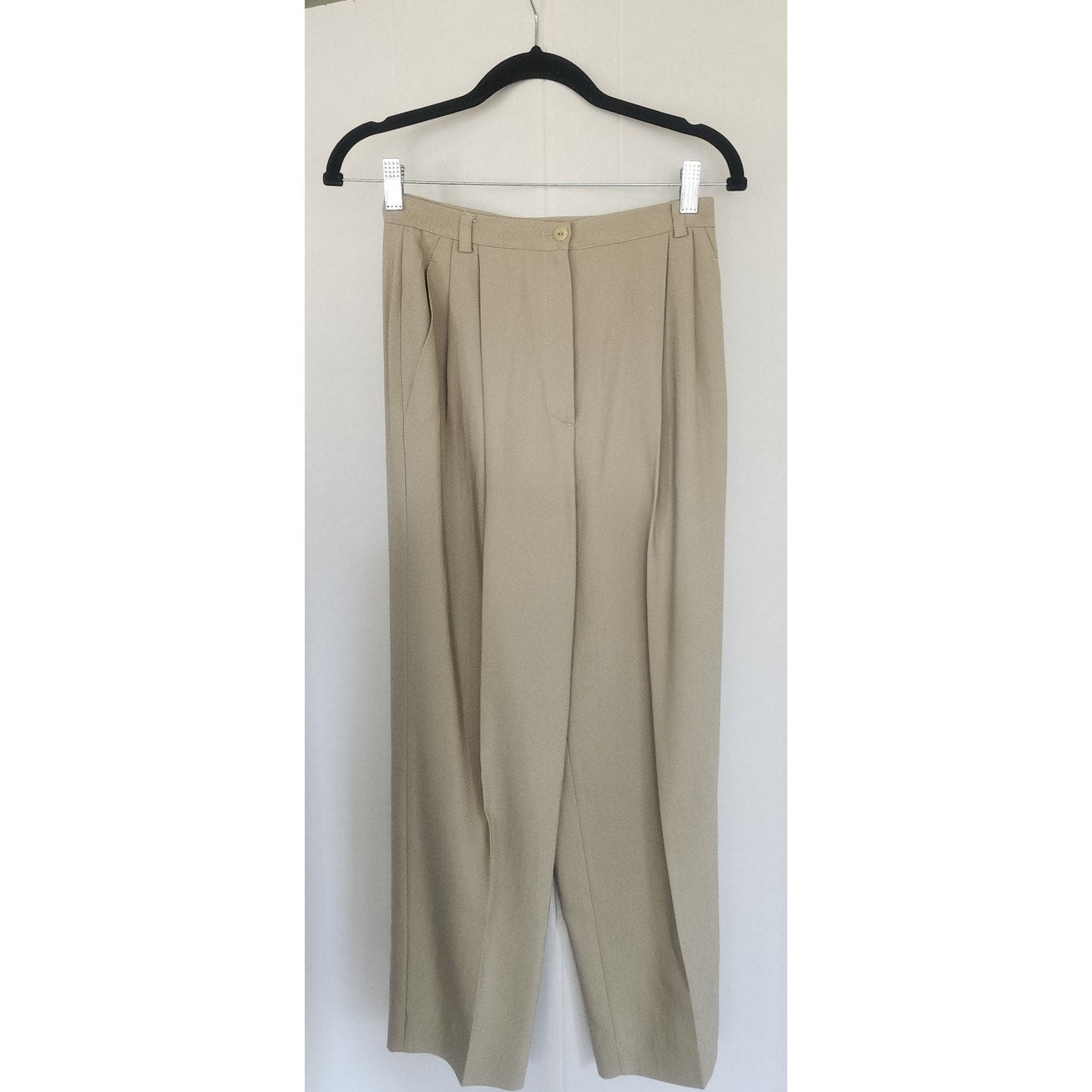 Vintage 90s Pant Suit Beige Cotton Rayon Joan & David / Small
