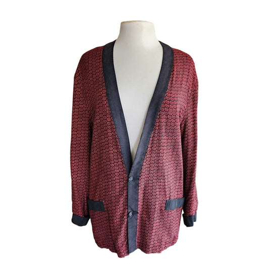 Vintage 90s Red Silk Jacket Printed Blazer by GoSilk / M
