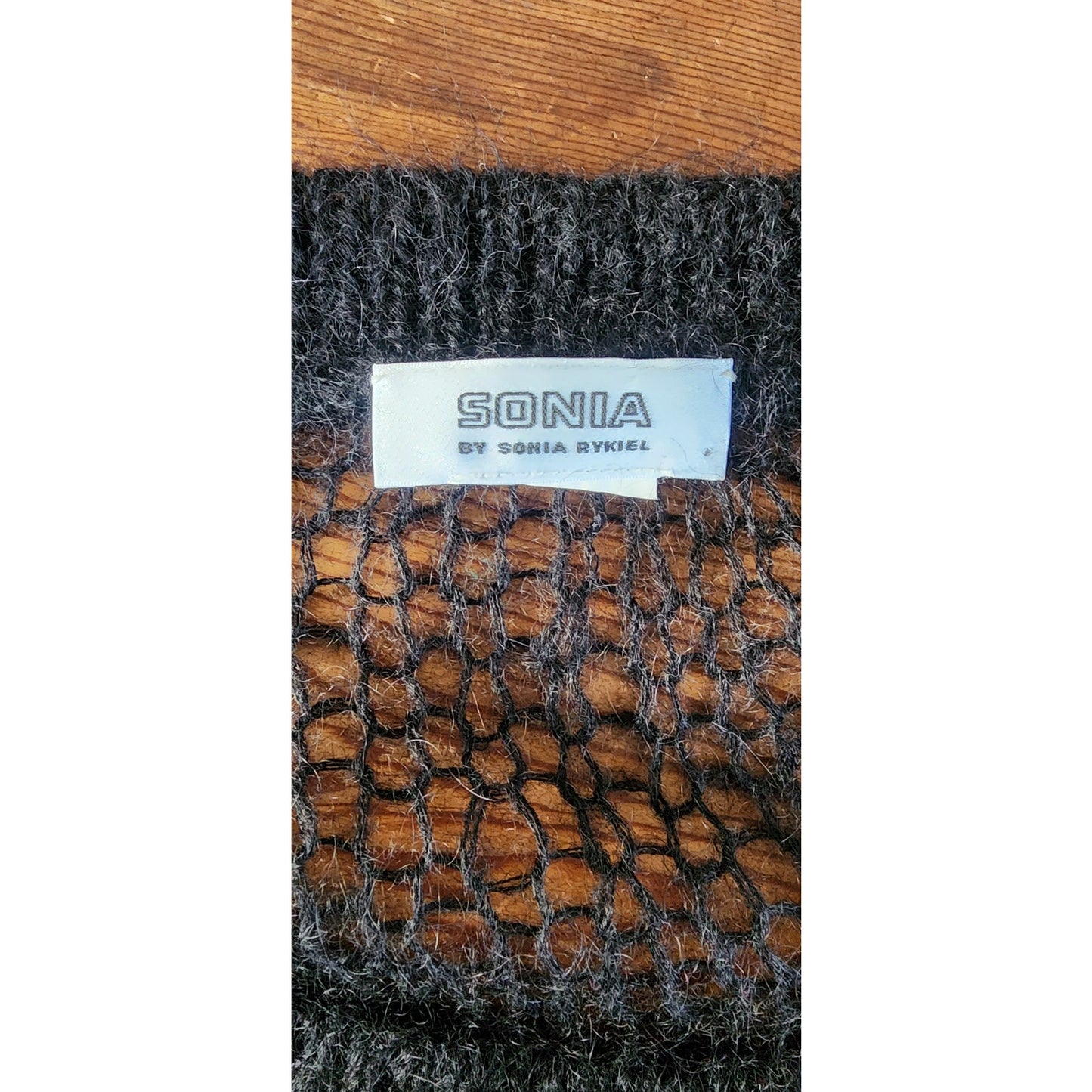 Y2K Sonia Rykiel Black Sweater Dress Open Knit Wool