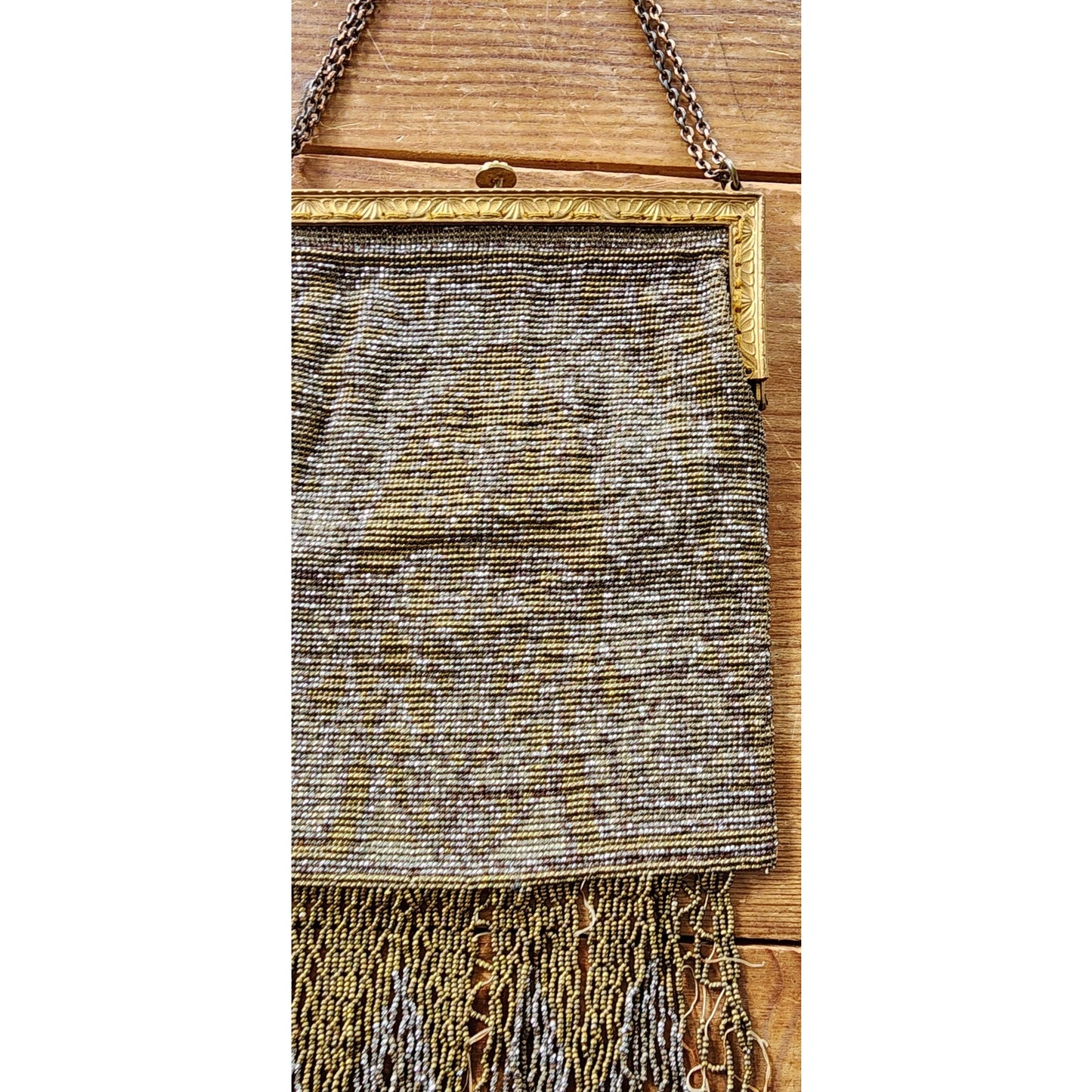 Antique Evening Bag Steel Beads Purse Art Nouveau France AS IS