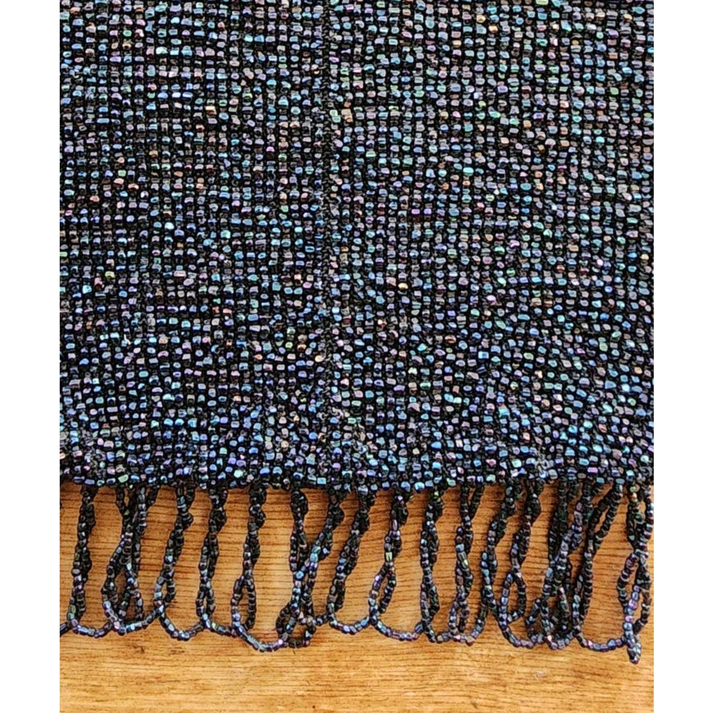 Edwardian Beaded Evening Bag Navy Blue Glass Microbeading