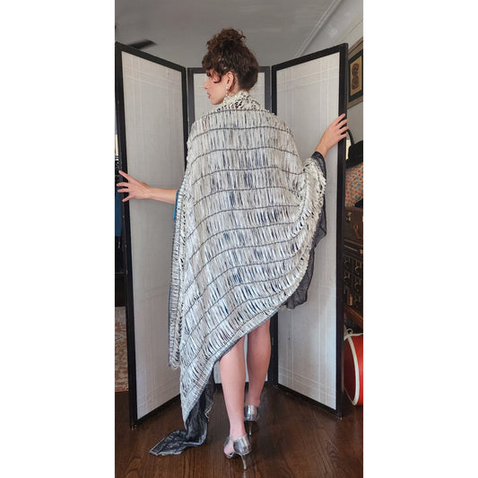 Vintage 2000s Armani Silk Wrap Oversized Striped Shawl Scarf NWT