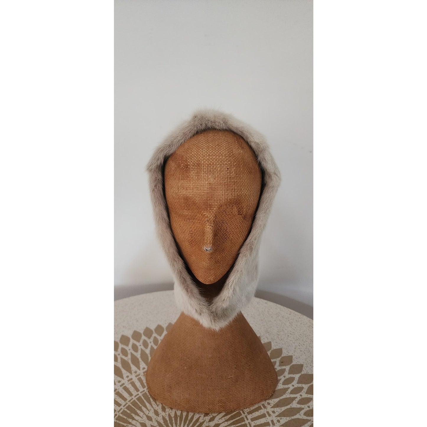 Vintage 1960s Gray Fur Hat Hood Silver Mink