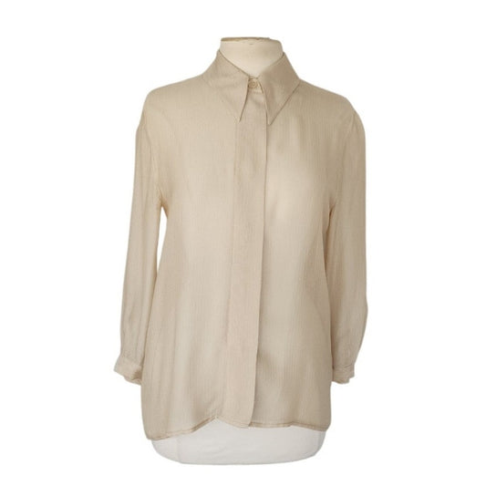 Vintage 90s Beige Silk Blouse Giorgio Armani Le Collezioni / M