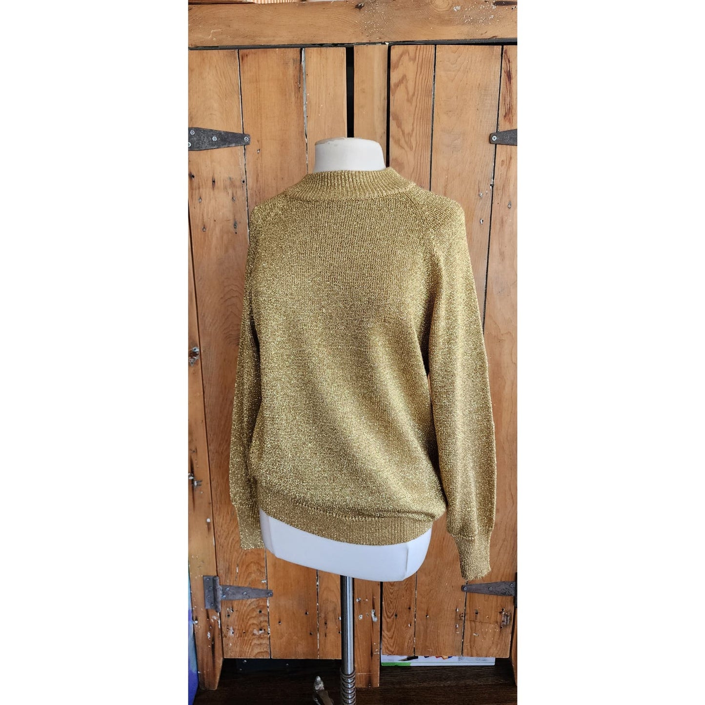 Vintage 80s Metallic Gold Sweater Liz Claiborne