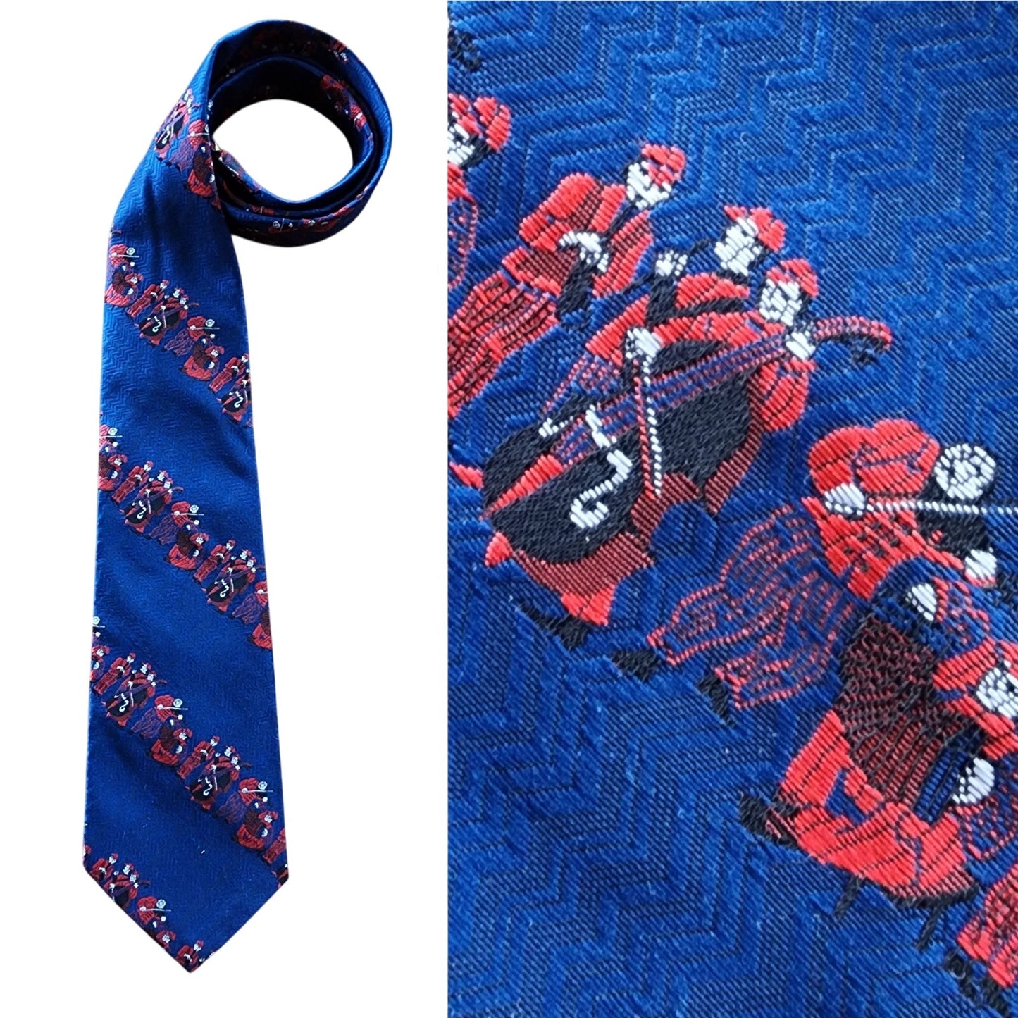 Vintage 70s Mens Wide Tie Musicians Band Players Print Di Capri