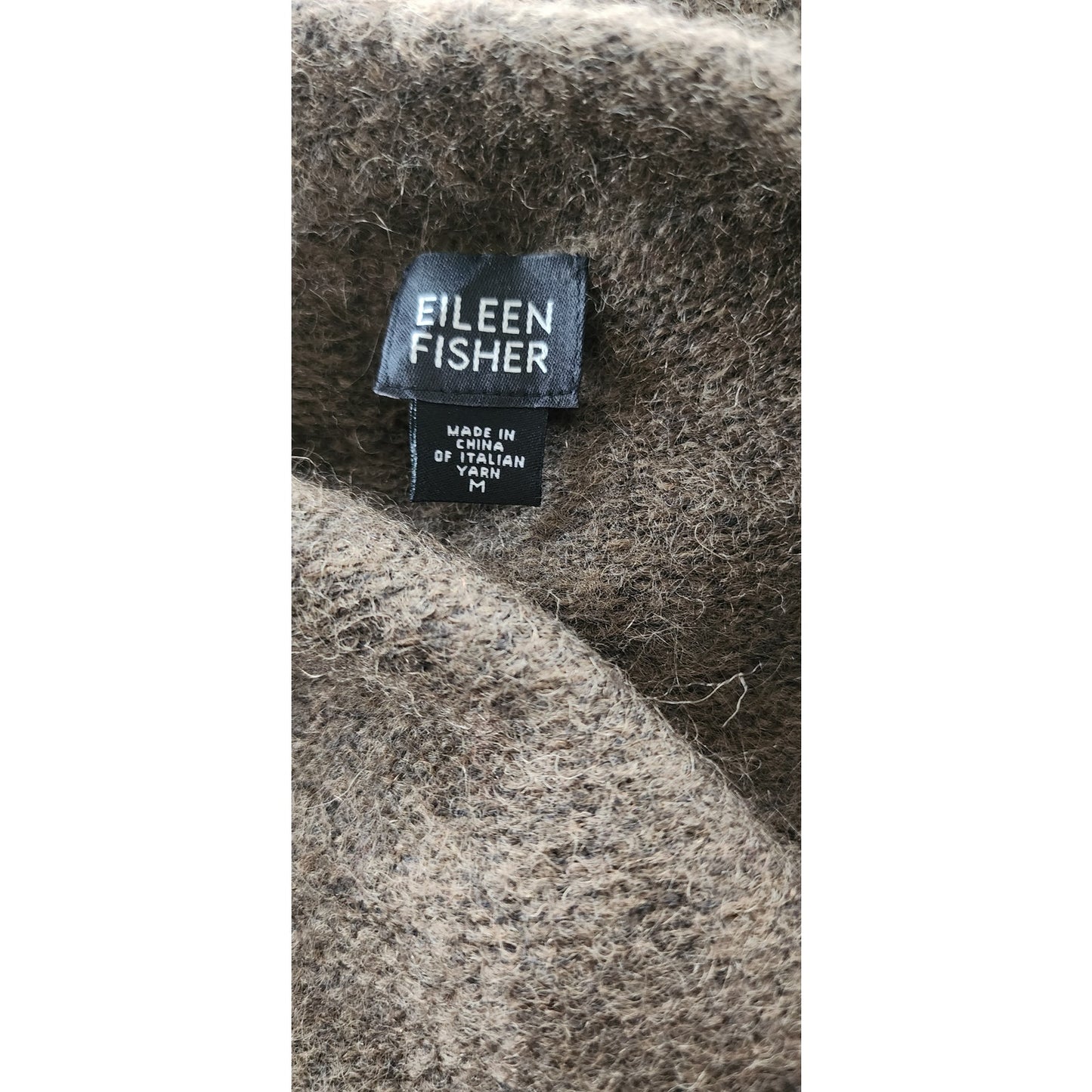 Vintage Eileen Fisher Hooded Cardigan Sweater Jacket Brown Mohair Wool