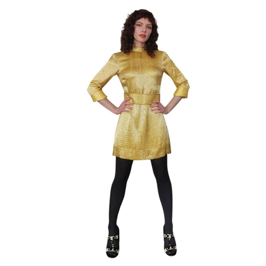 Vintage 1960s Gold Mini Dress w/Belt Doreen Lok / XS
