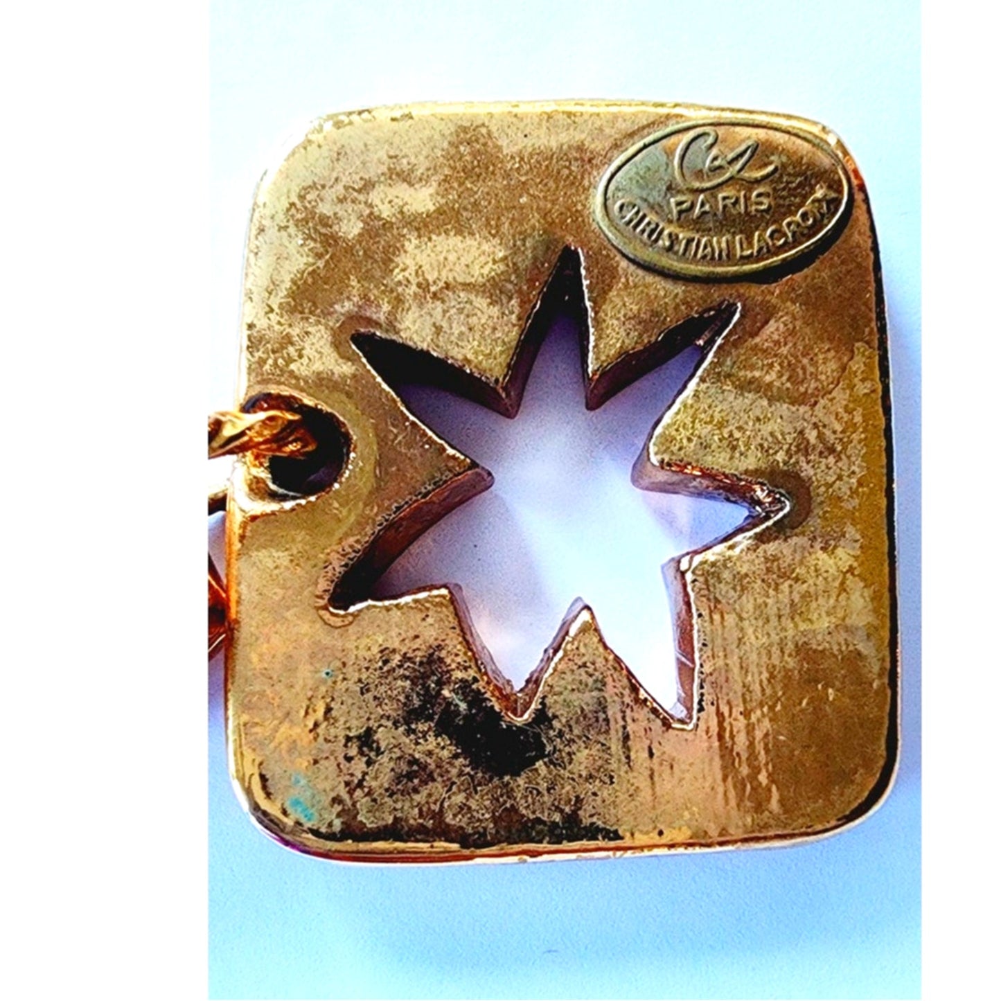 Vintage 1980s Christian Lacroix Earring Clips / Chunky Oversized GOLD CL Logo & Sun