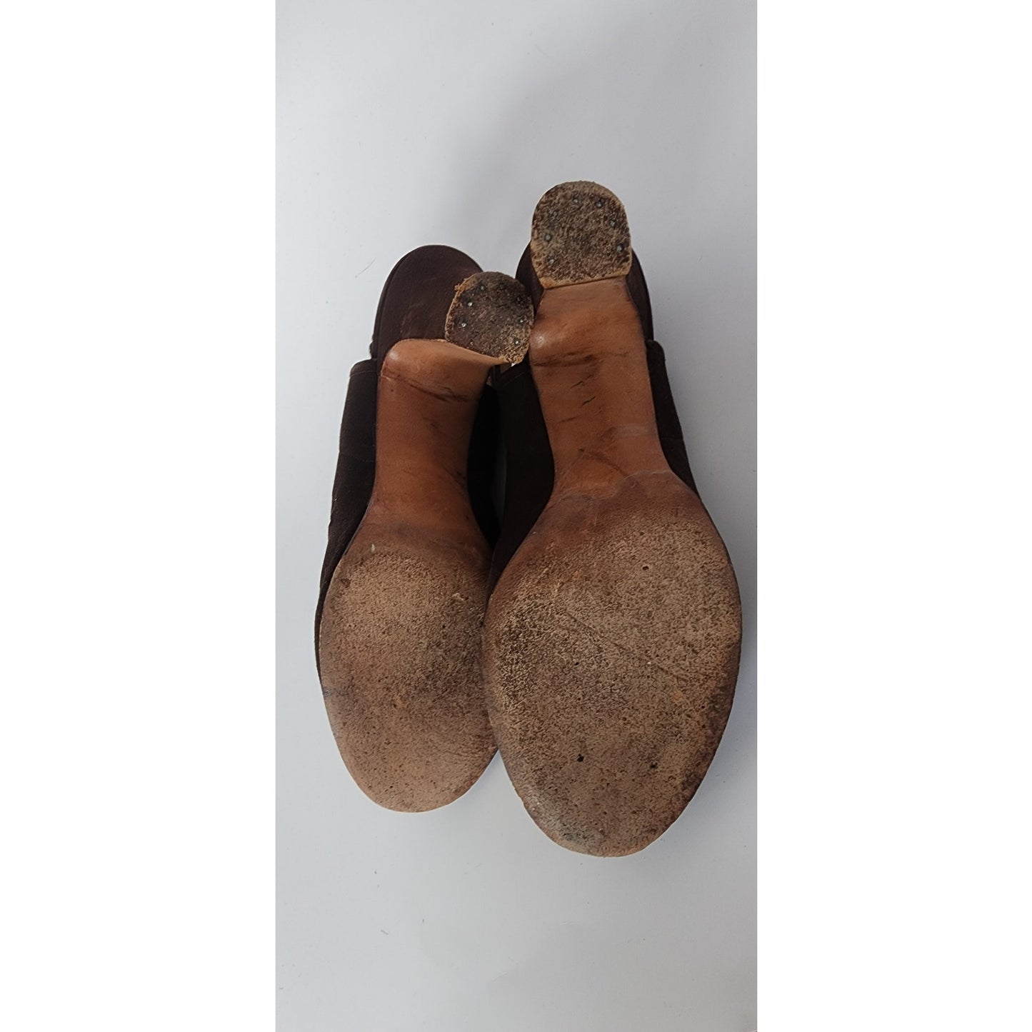 Vintage 1940s Brown Suede Shoes by Peacock Slingbacks Heels Cut Out Peep Toe 6.5