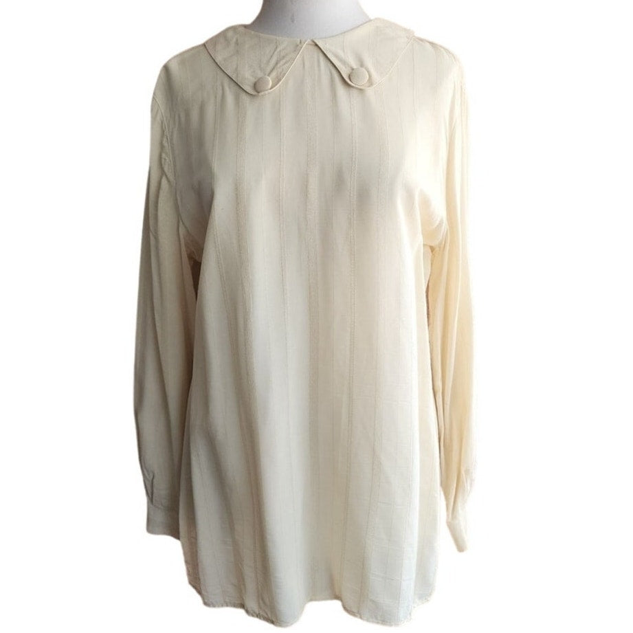 Vintage 80s Armani Blouse Cream Silk Tunic