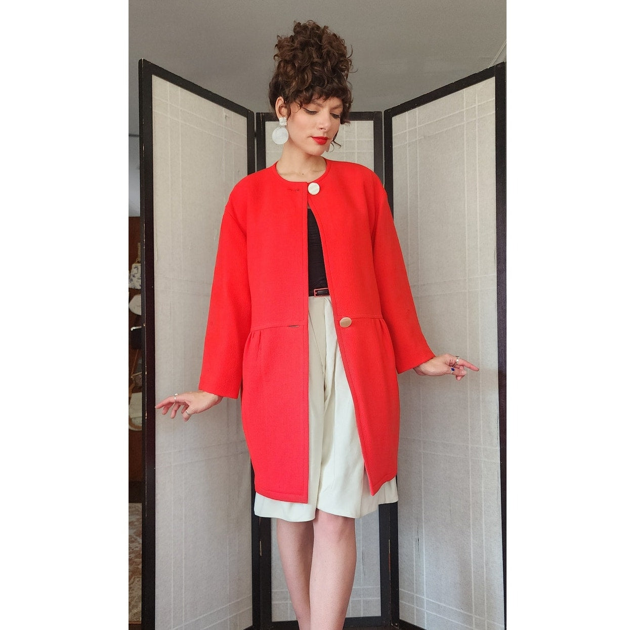 Vintage 80s LANVIN Red Coat Jacket AS IS