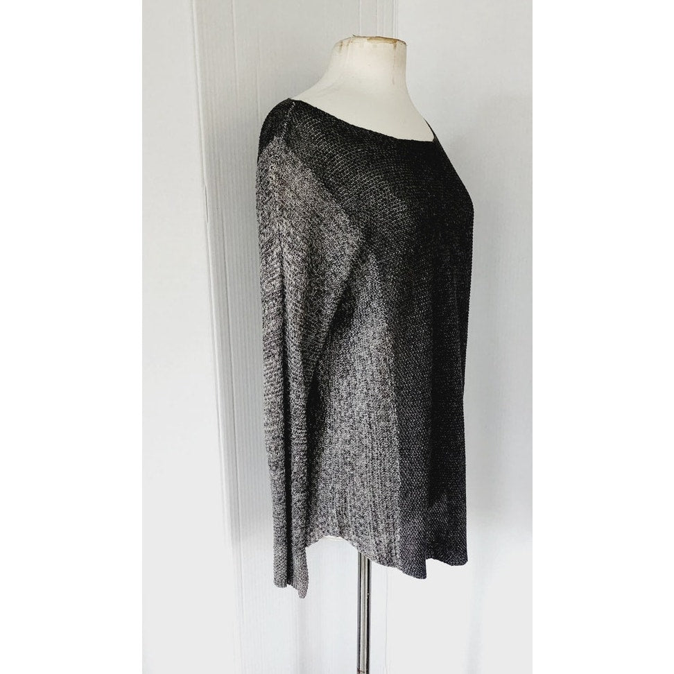 Eileen Fisher Sweater Tunic Gray Mesh Linen Top