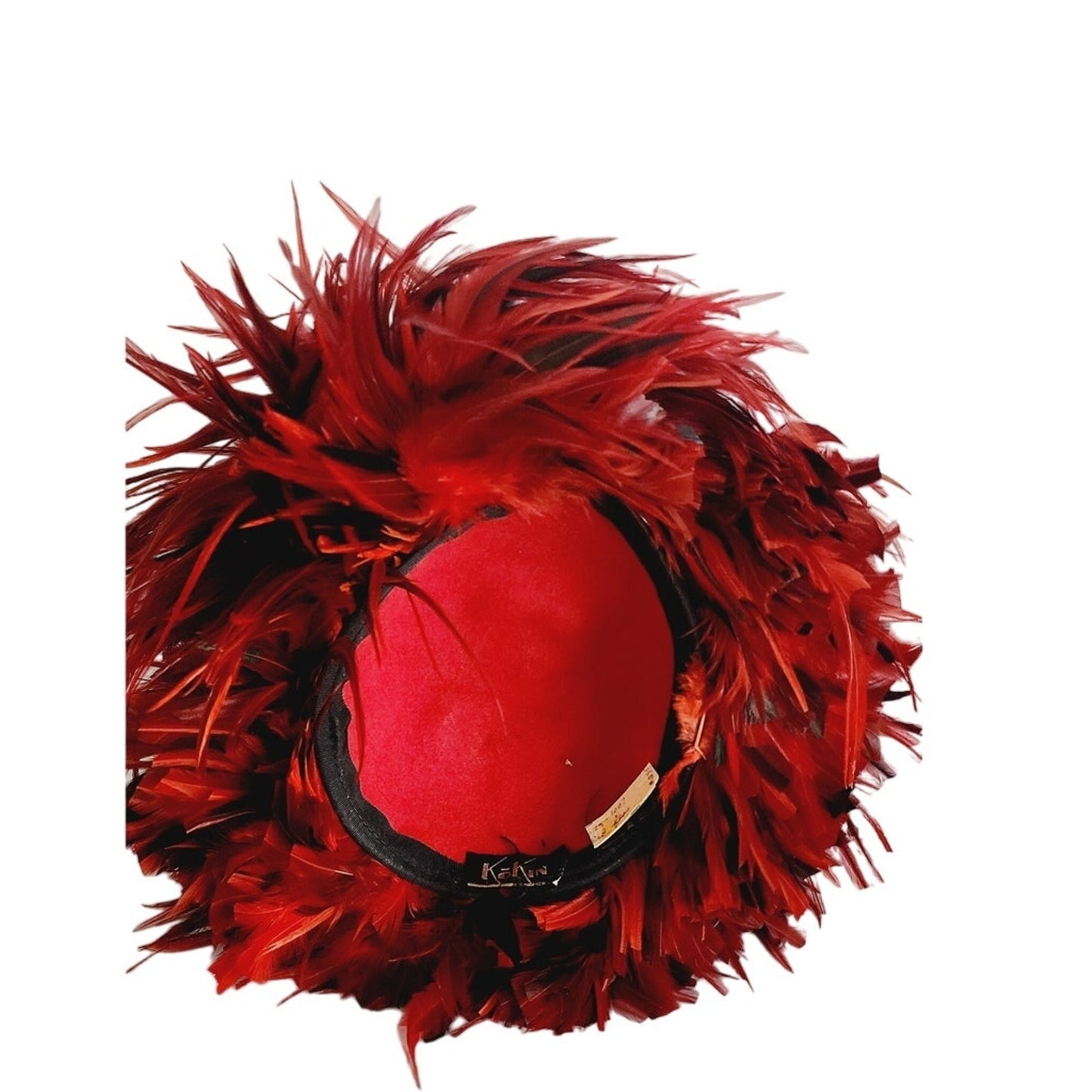 Vintage Red Feather Hat Oversized Avant Garde by Kokin