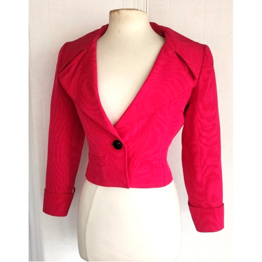 Vintage 90s YSL Saint Laurent Blazer Fuschia Silk Rive Gauche