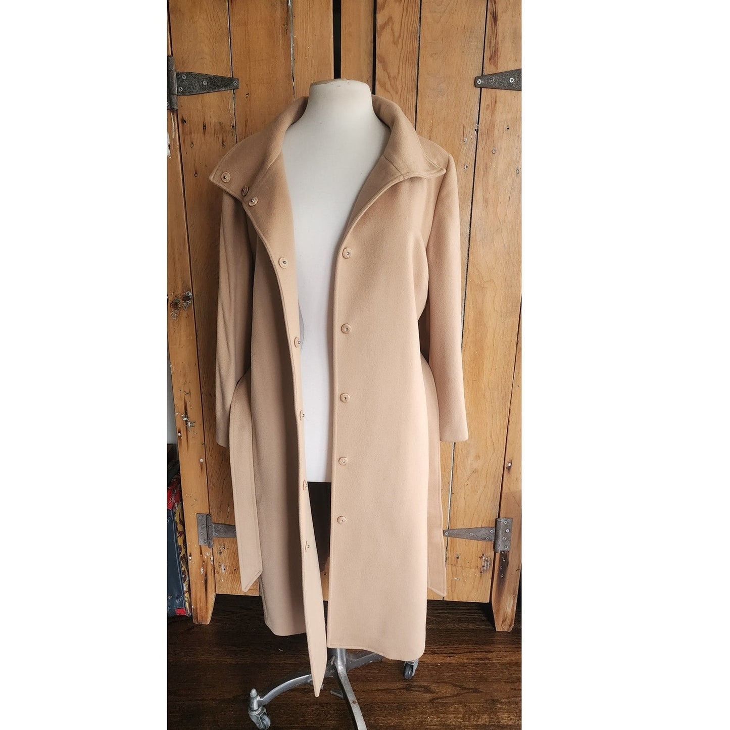 Vintage 2000s Burberry Coat Archival Beige Cashmere Blend w/Sash Tie Belt / Medium