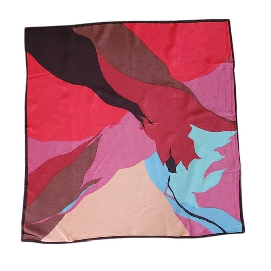 Vintage Christian Dior Silk Scarf Multicolored Abstract Print Pink Mauve Red Purple