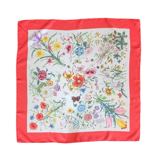 Vintage 60s Gucci Scarf Silk Print Flora Accornero Flowers Butterflies Insects