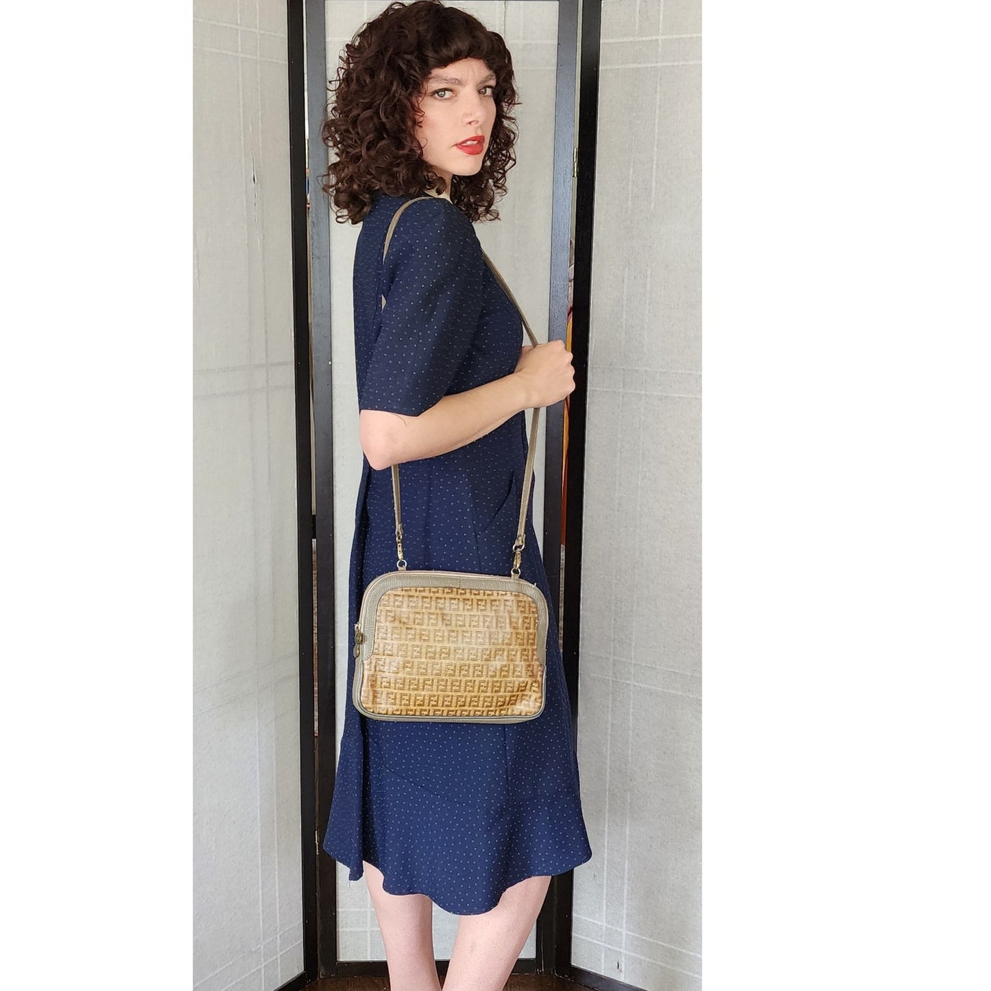 Vintage 80s Fendi Shoulder Bag Zucca Logo Detachable Strap