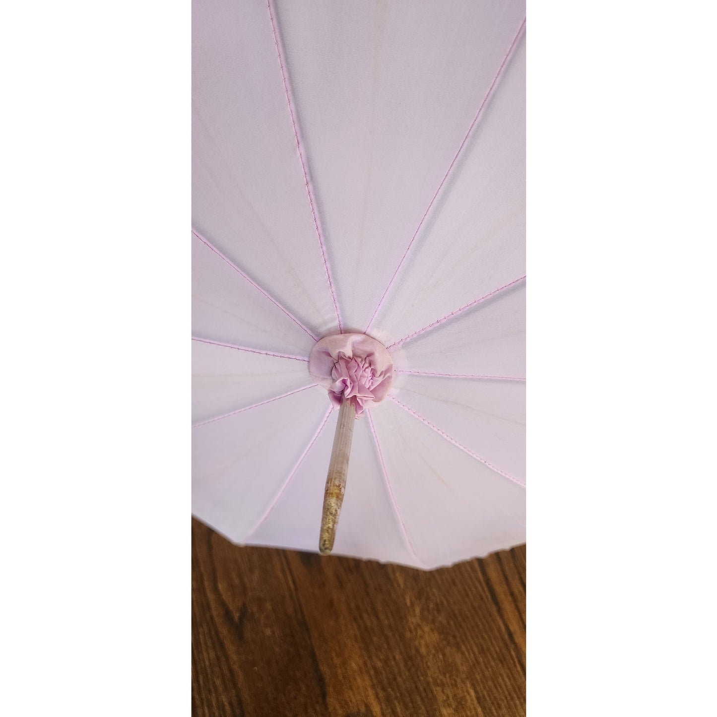 Vintage 60s Umbrella Purple Stone Silver Handle Floral Nylon Print