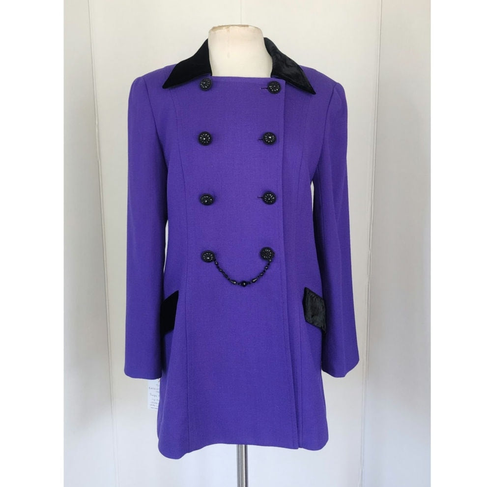 Vintage 90s Purple Blazer Badgley Mischka Long Jacket