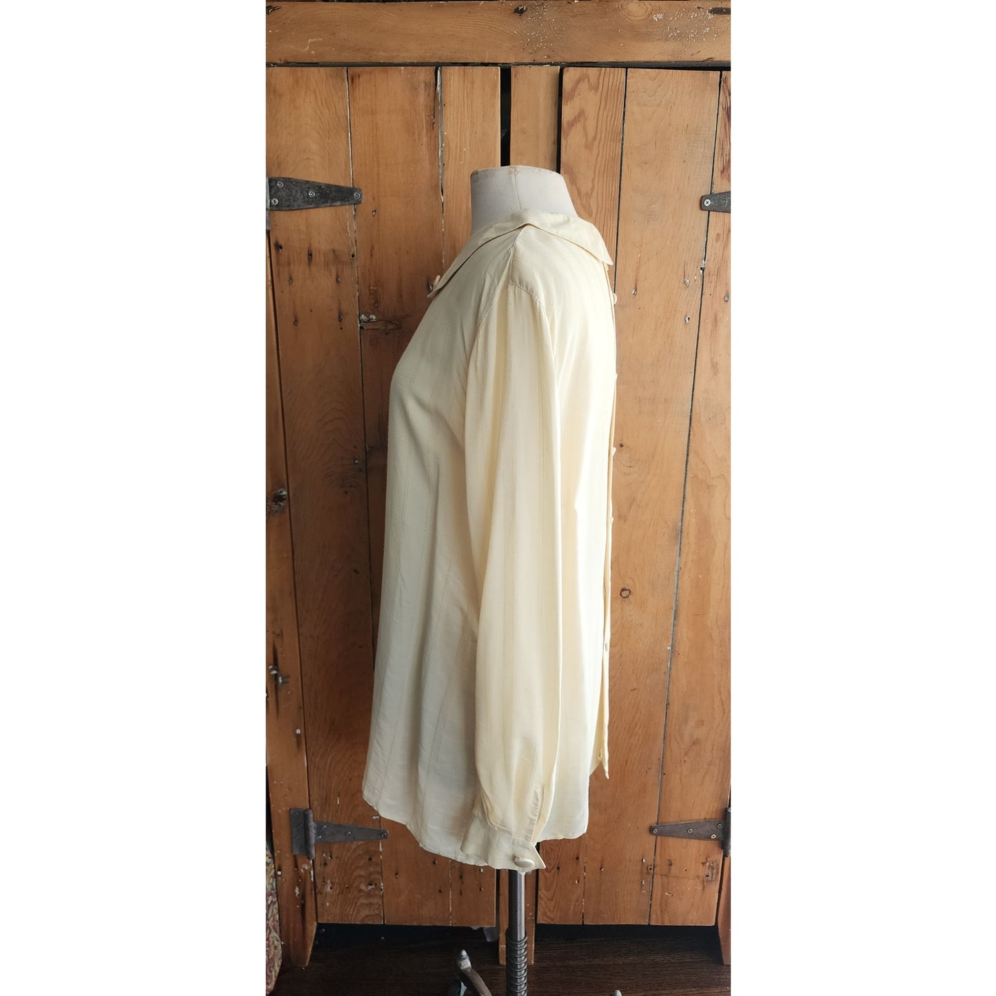 Vintage 80s Armani Blouse Cream Silk Tunic
