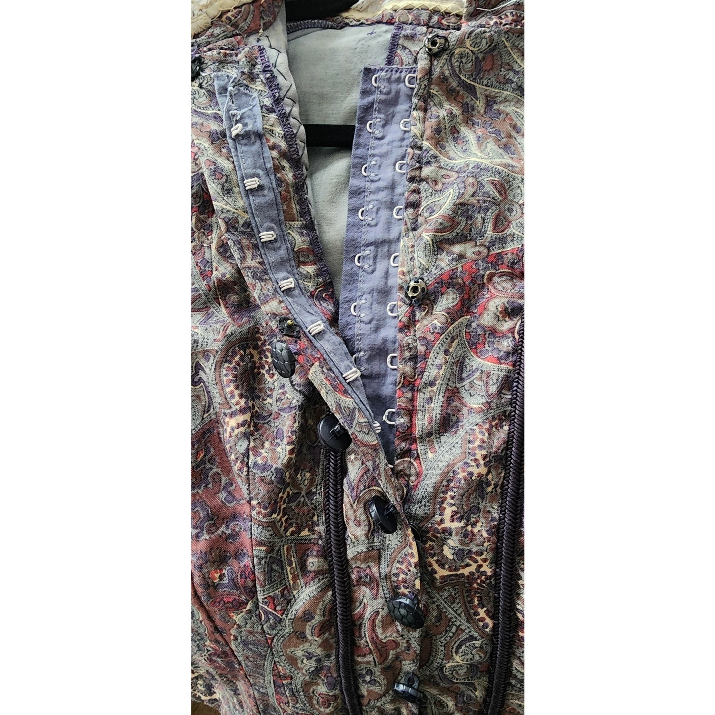 Vintage Neo-Edwardian Jacket Gray Mauve Paisley Print XS
