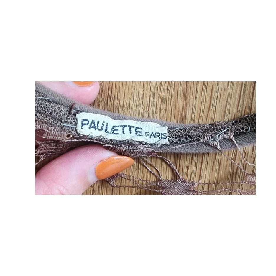 Vintage 50s 60s Halo Hat Paulette Circlet Headband Birdcage Fascinator Light Brown