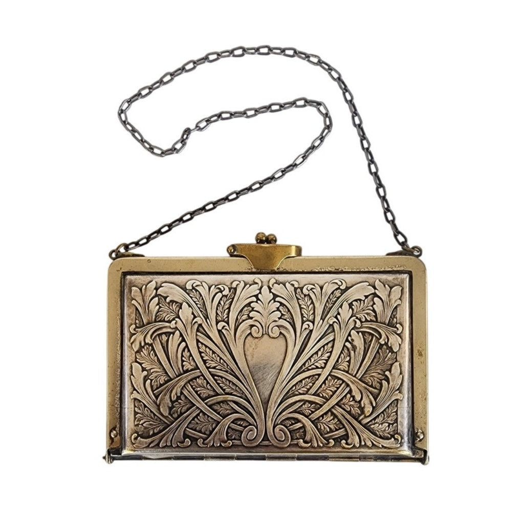 Victorian Coin Purse Engraved Minaudiere Card Case German Silver