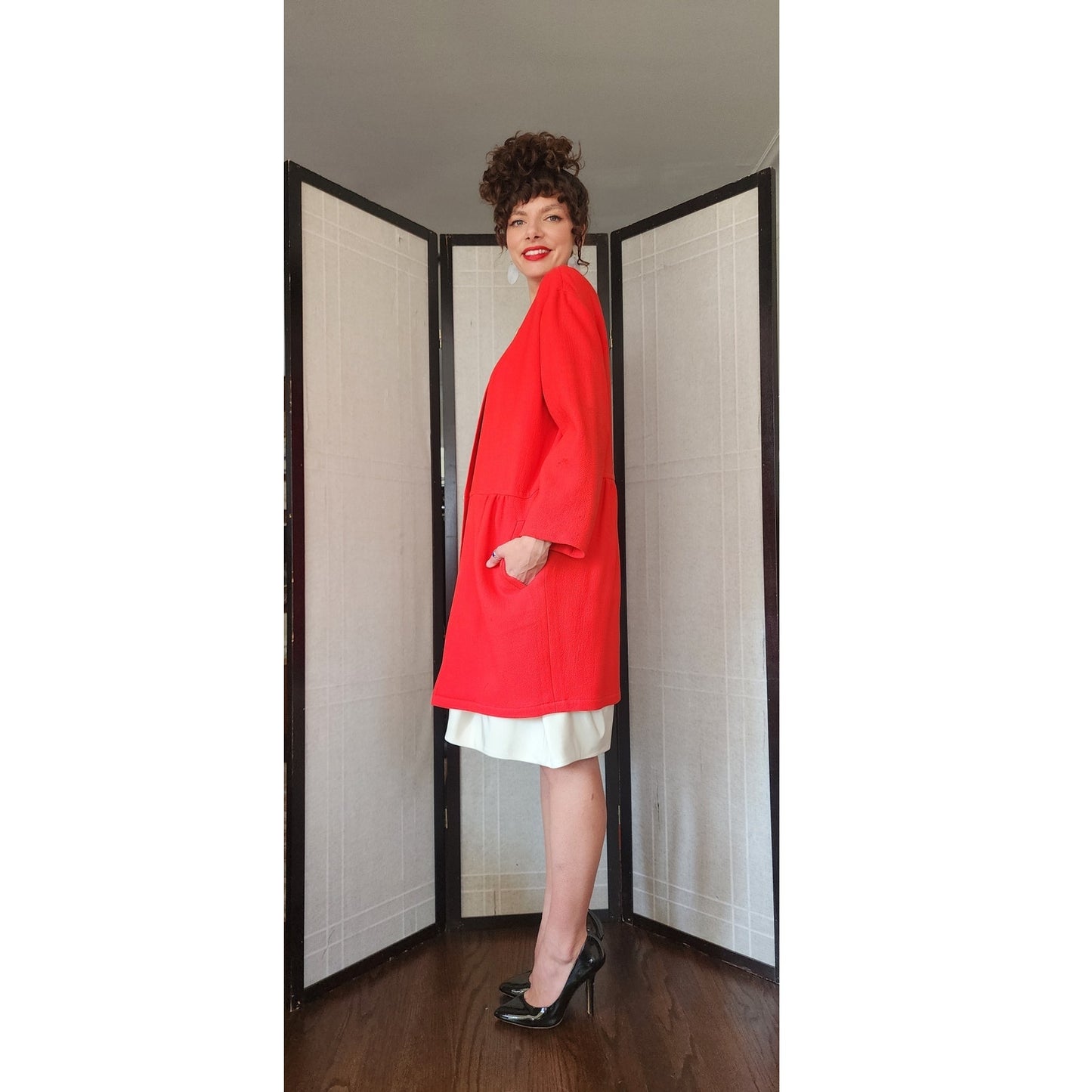 Vintage 80s LANVIN Red Coat Jacket AS IS