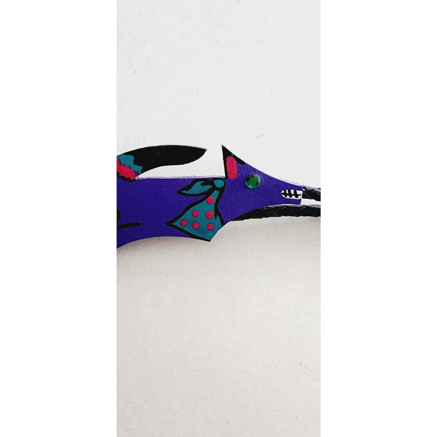 Vintage 1990s Bolo Tie Howling Coyote Purple Wood Handpainted
