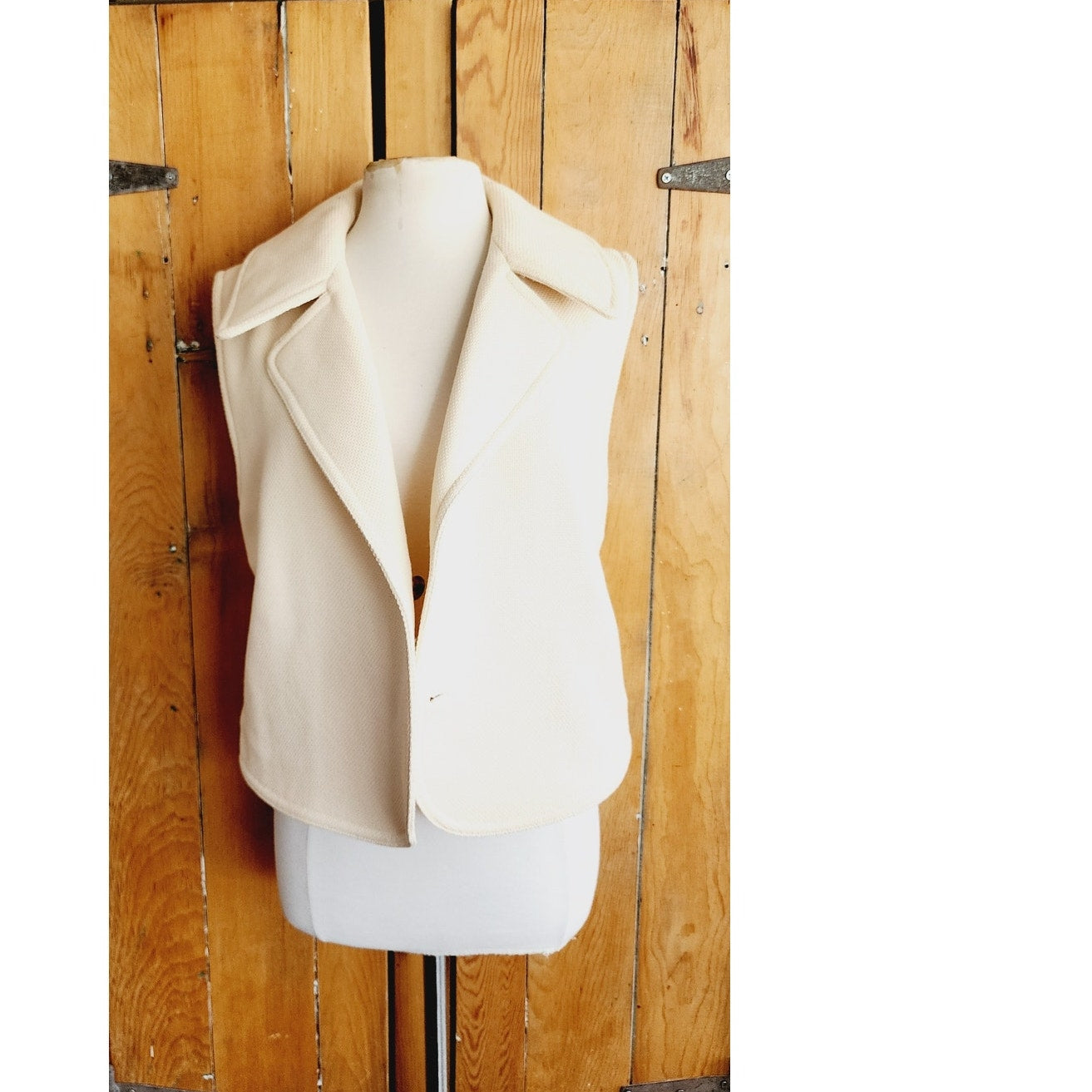 Vintage Y2K Balenciaga Cream Vest Wool Mohair w/Convertible Collar