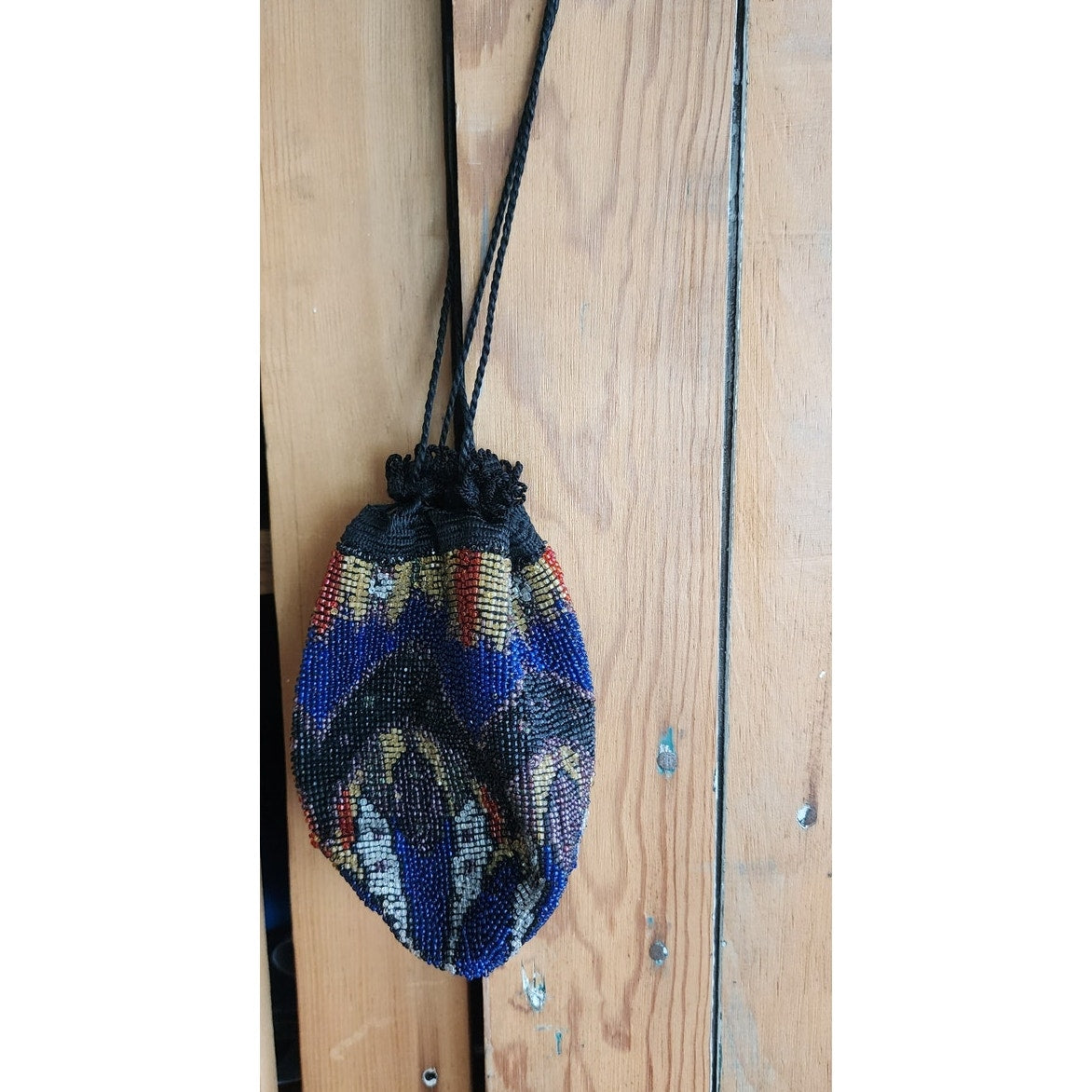Antique Beaded Bag Vintage Art Deco Purse Drawstring 1920s Reticule