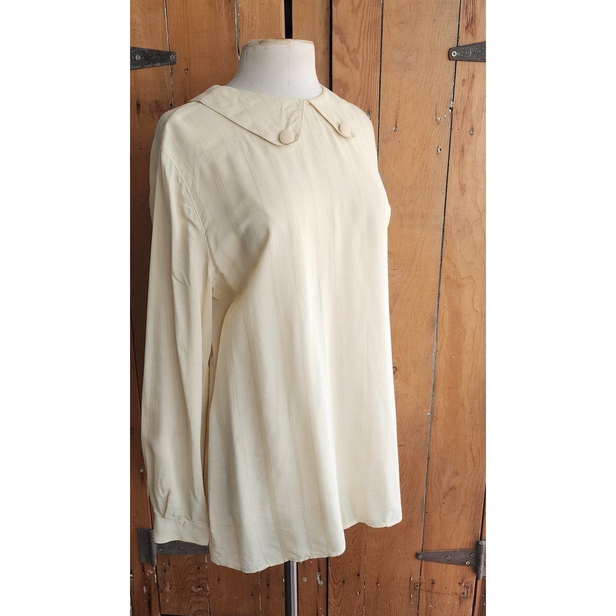 Vintage 80s Armani Blouse Cream Silk Tunic