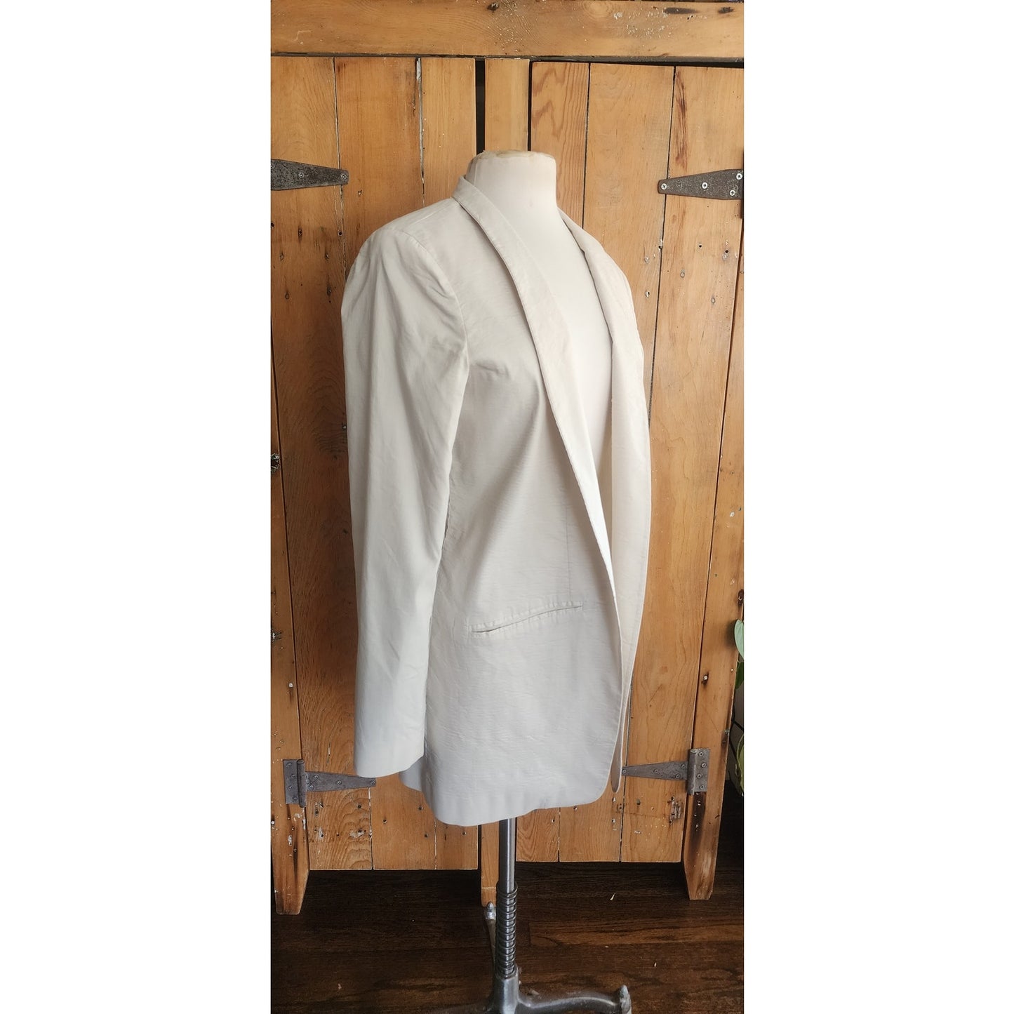Eileen Fisher Long Blazer Off White Ramie Blend