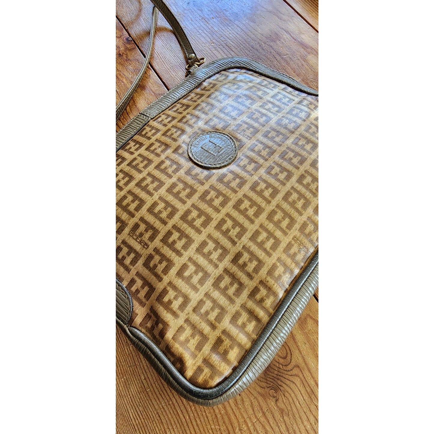 Vintage 80s Fendi Shoulder Bag Zucca Logo Detachable Strap