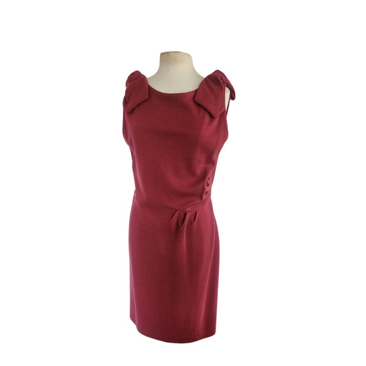 Fall 2011 Armani Collezioni Sleeveless Dress Burgundy Red Bow Shoulders Bateau Neck Large