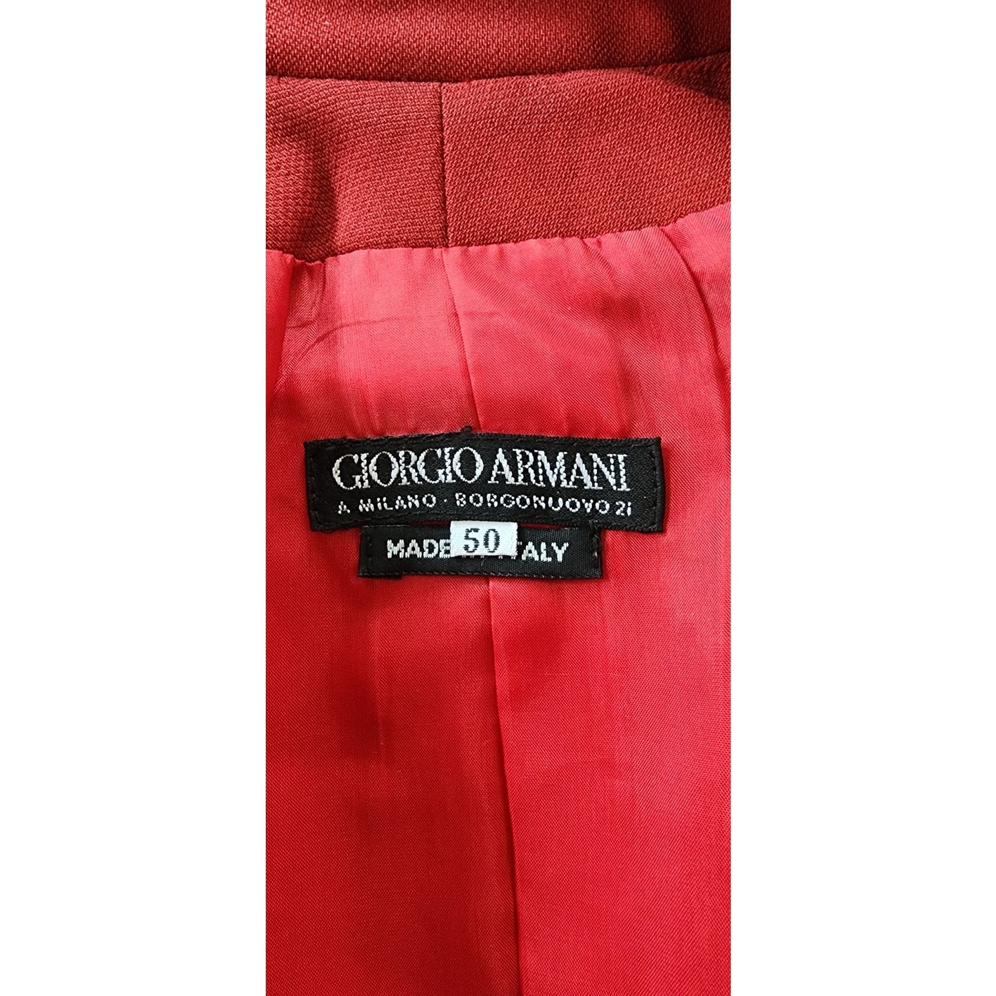 Vintage 1990s Armani Black Label Rust Red Skirt Suit IT 50
