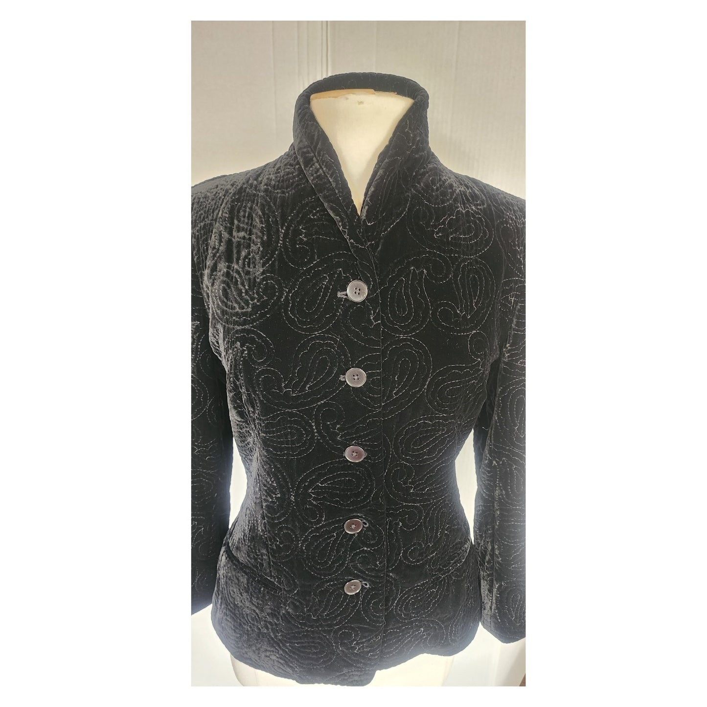 90 Black Velvet Blazer Paisley Embroidery Ralph Lauren Black Label NWOT