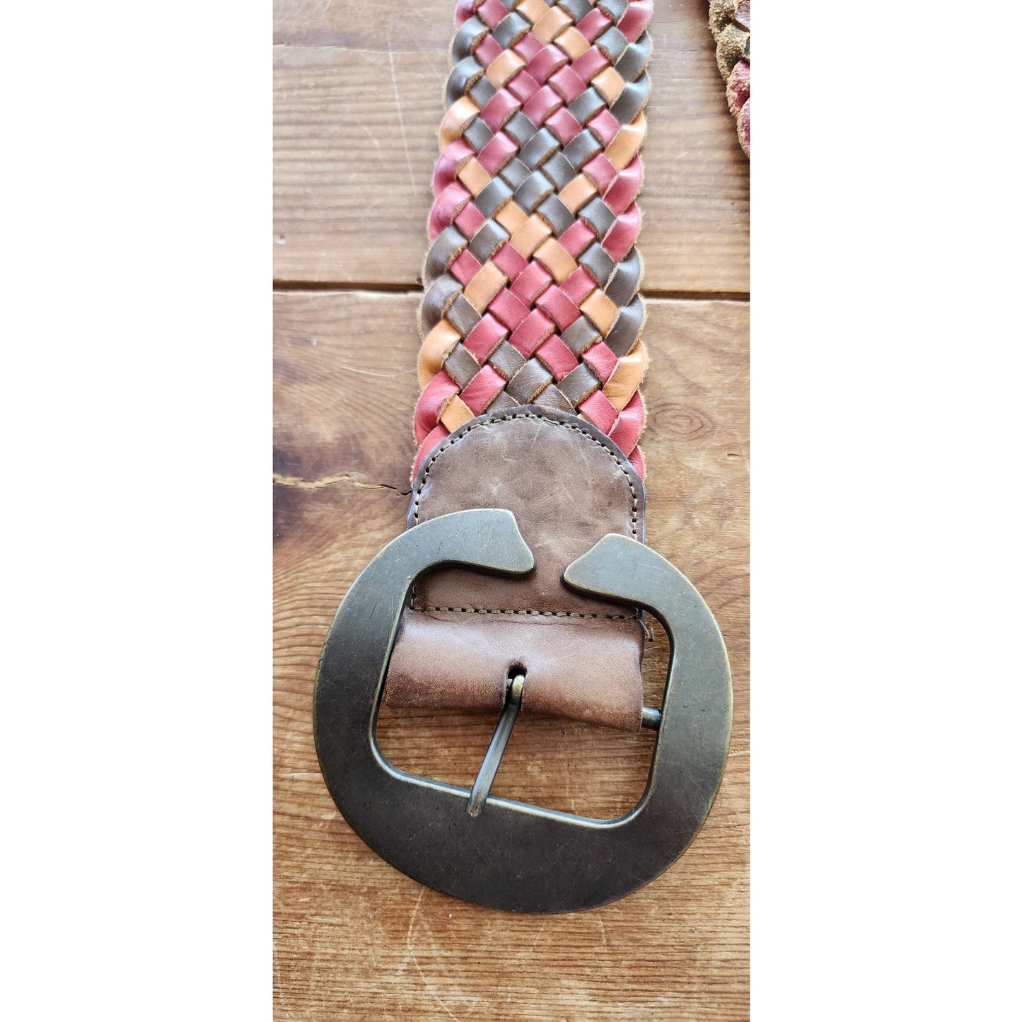 Vintage 90s Linea Pelle Belt Woven Leather Multicolored
