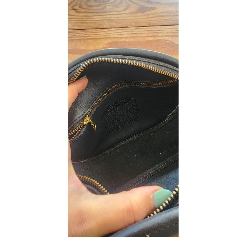 90s COACH Black Leather Shoulder Bag Canteen Mini Chester