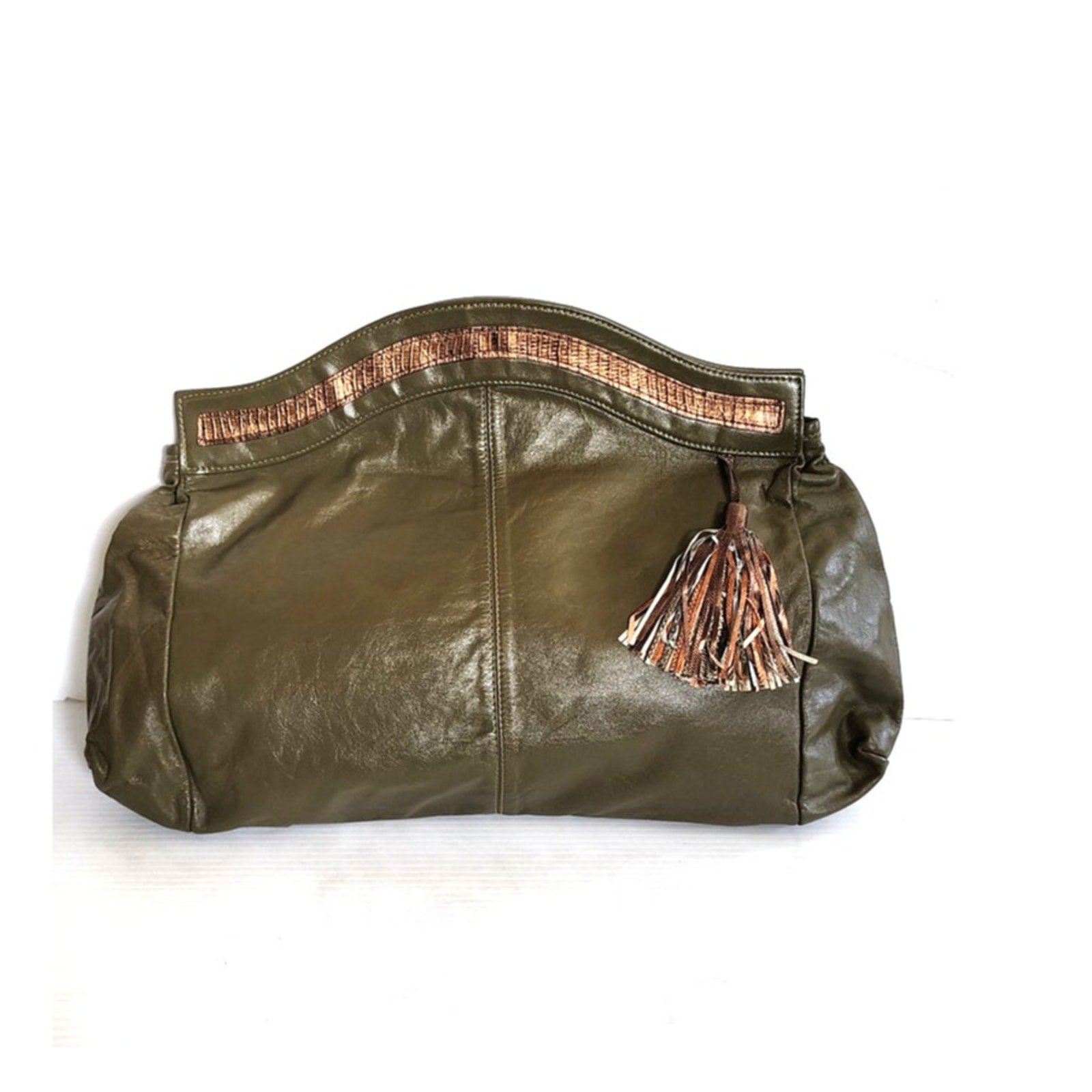 Vintage 80s Green Leather Bag Clutch Arto – RareJule Vintage