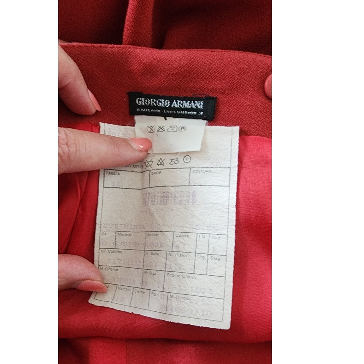 Vintage 1990s Armani Black Label Rust Red Skirt Suit IT 50