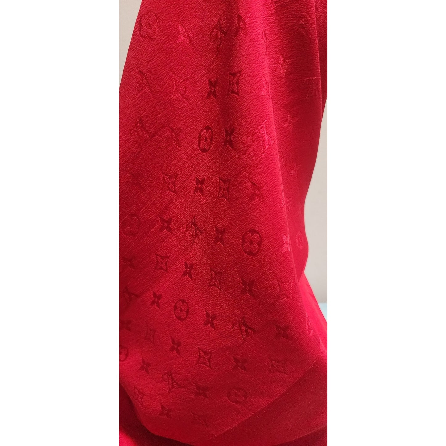 Vintage Louis Vuitton Scarf Red Silk Square w/Monogram Print