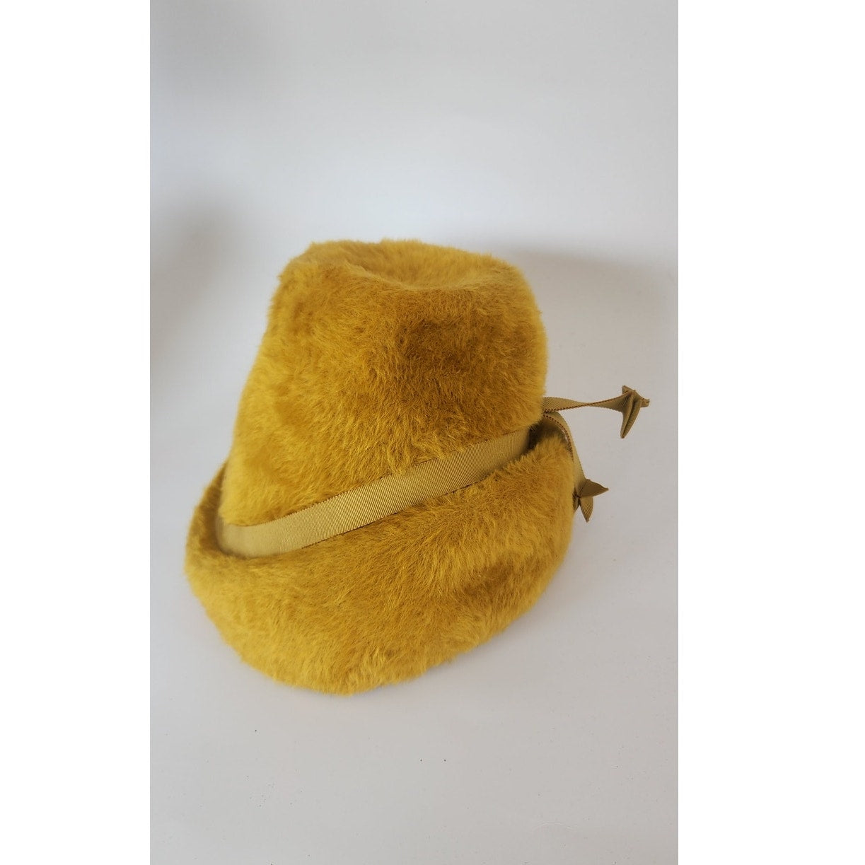 Vintage 1960s Yellow Hat Sally Victor Fuzzy Wool