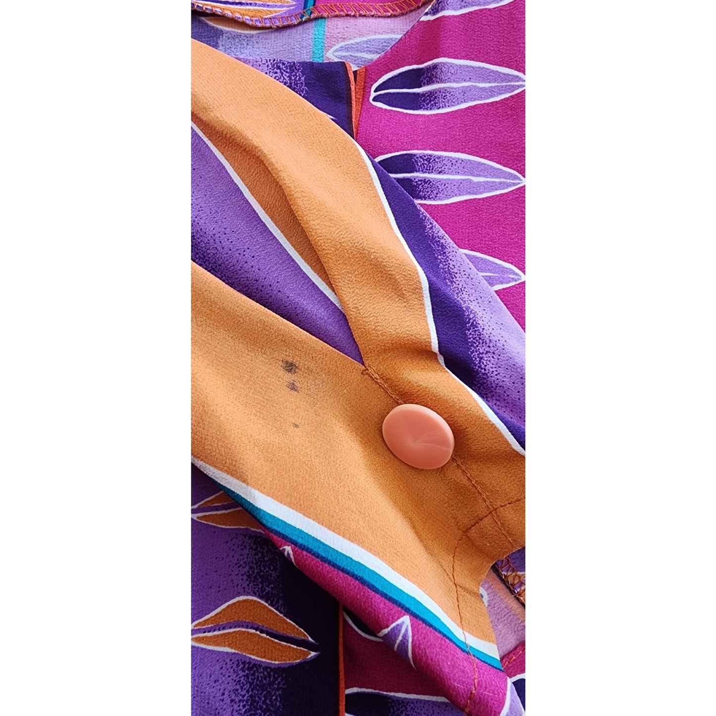 Vintage 1980s Silkprint Dress Purple Orange Stripe Secretary Style Sady King