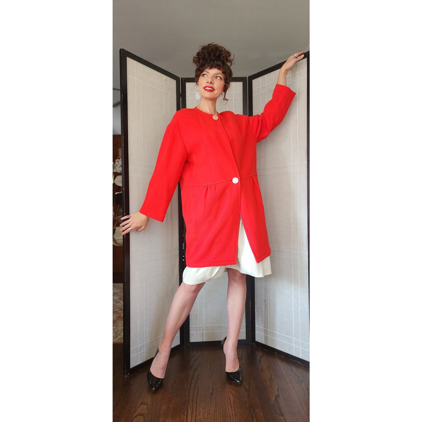 Vintage 80s LANVIN Red Coat Jacket AS IS